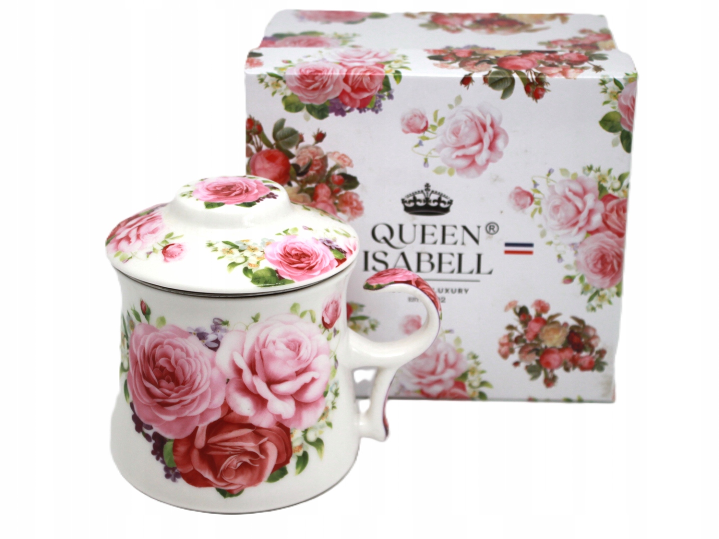 Porzellantasse Mit Teesieb, 350 Ml, In Einer Geschenkbox, Kollektion Rose