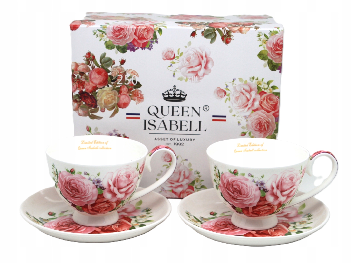 Tassen Mit Untertassen, 2er-set À 250 Ml In Einer Geschenkbox, Kollektion Rose