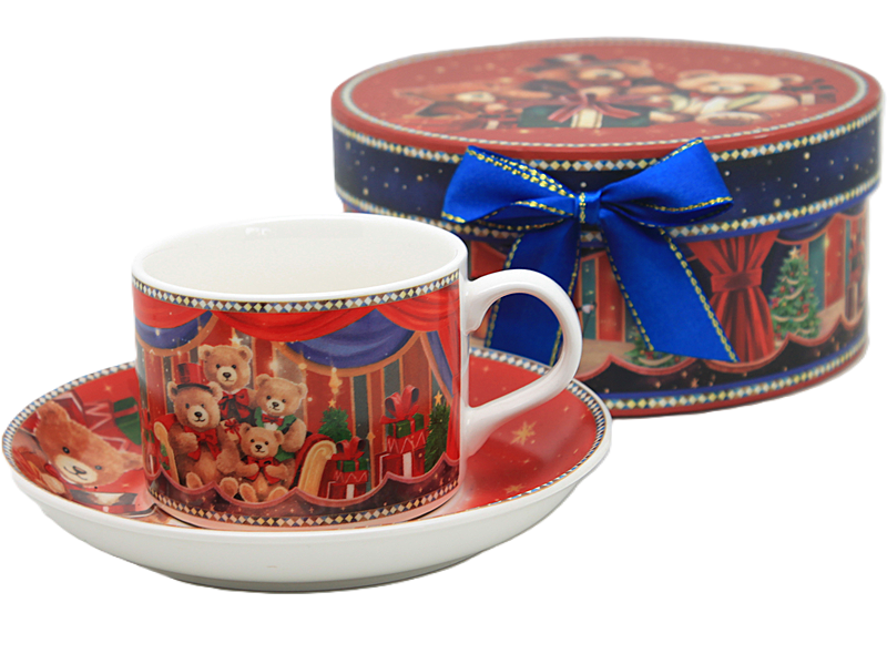 Eine Tasse Mit Teddybären Und Untertasse – Perfekt Als Geschenk Zu Weihnachten
