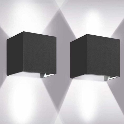 Led-wandleuchte 12 W, 2er-set, Kaltweiß 6000 K, Für Innen- Und Außenbereich, Schwenkbar, Wasserdicht Ip65, Für Schlafzimmer, Haus, Flur, Wohnzimmer