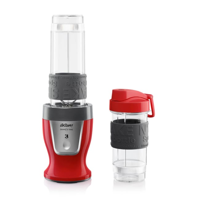 Arzum - Ar1032 Shake'n Take Personal Blender, Bpa-frei, Tropfschutz-trinkklappe, 570 Ml Und 400ml Rot