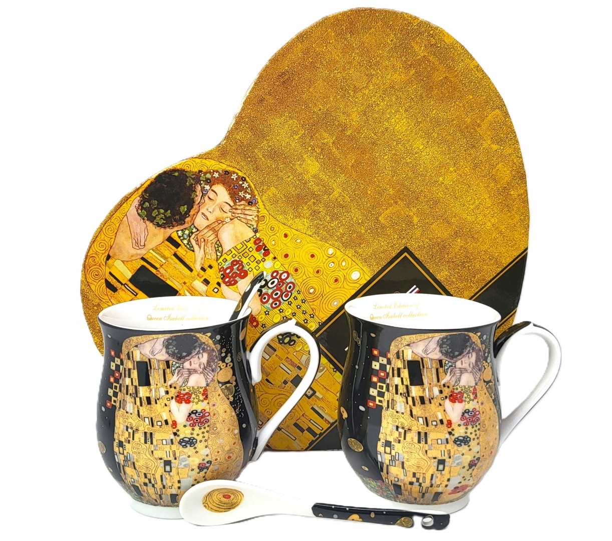 Elegantes Set Aus Porzellantassen, Gustav Klimt Der Kuss, Als Geschenk