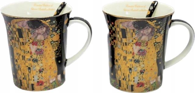 Ein Elegantes Set Aus Zwei Großen Gustav-klimt-tassen Als Geschenk