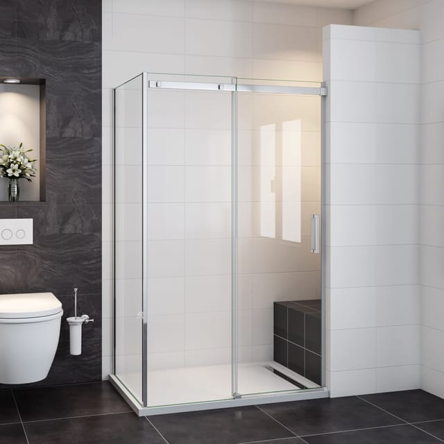 Duschparadies-de - Schiebetüren:120cm+seitenwand:90cm Duschkabine Duschwand 6mm Esg Glasdusche Schiebetür Duschwand