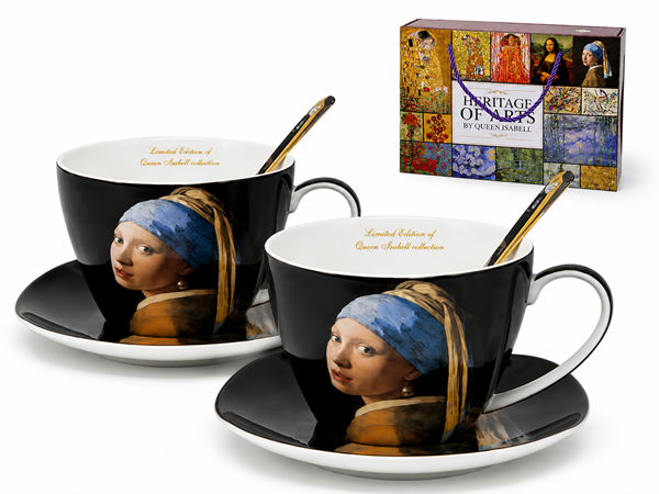 Porzellantassen-set, 2 X 250 Ml, Vermeer-motiv „mädchen Mit Perlenohrring“, Als Geschenk