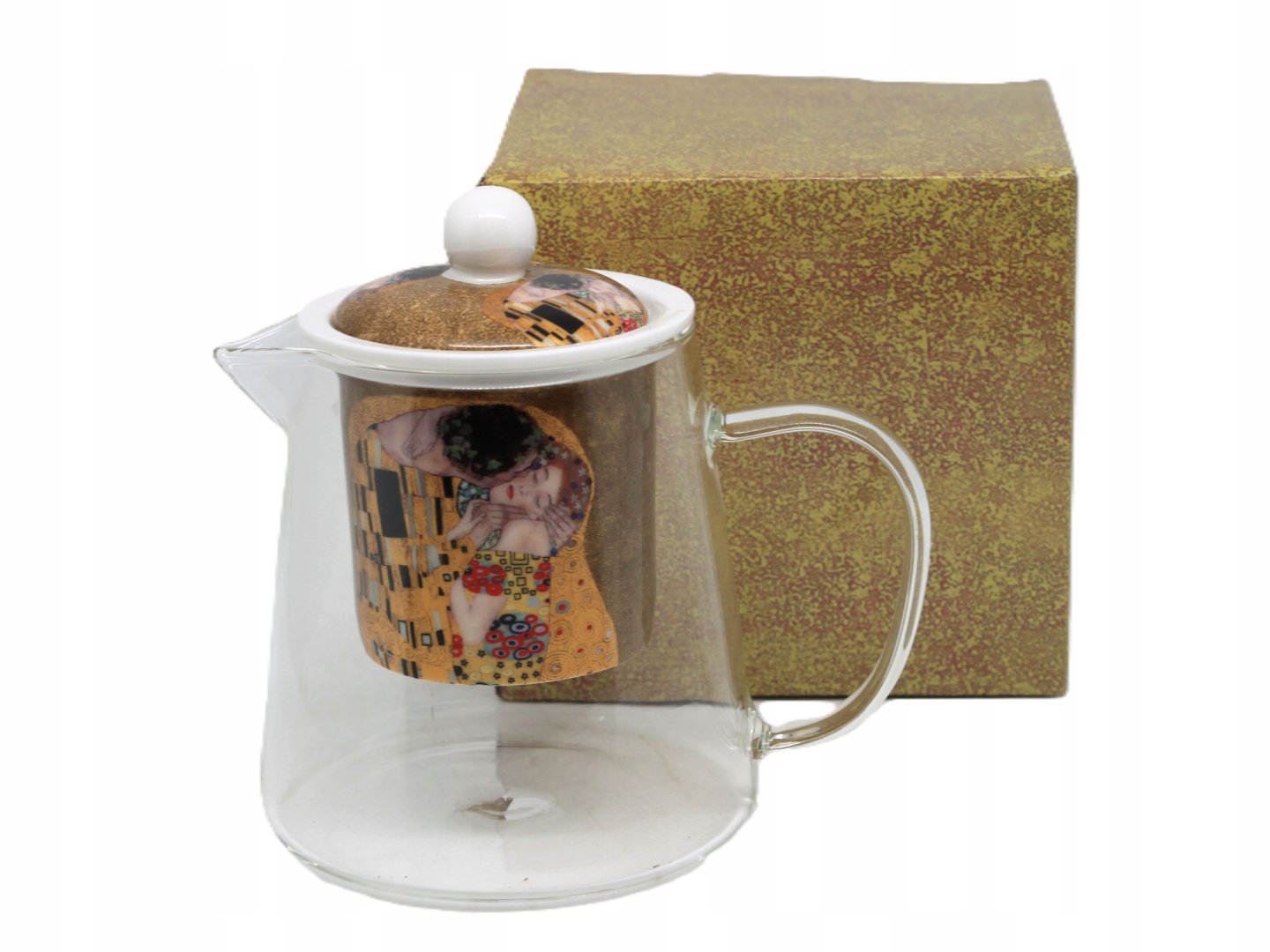 Glaskrug Mit Teesieb, 500 Ml, In Einer Box, Kollektion „klimt's Kiss