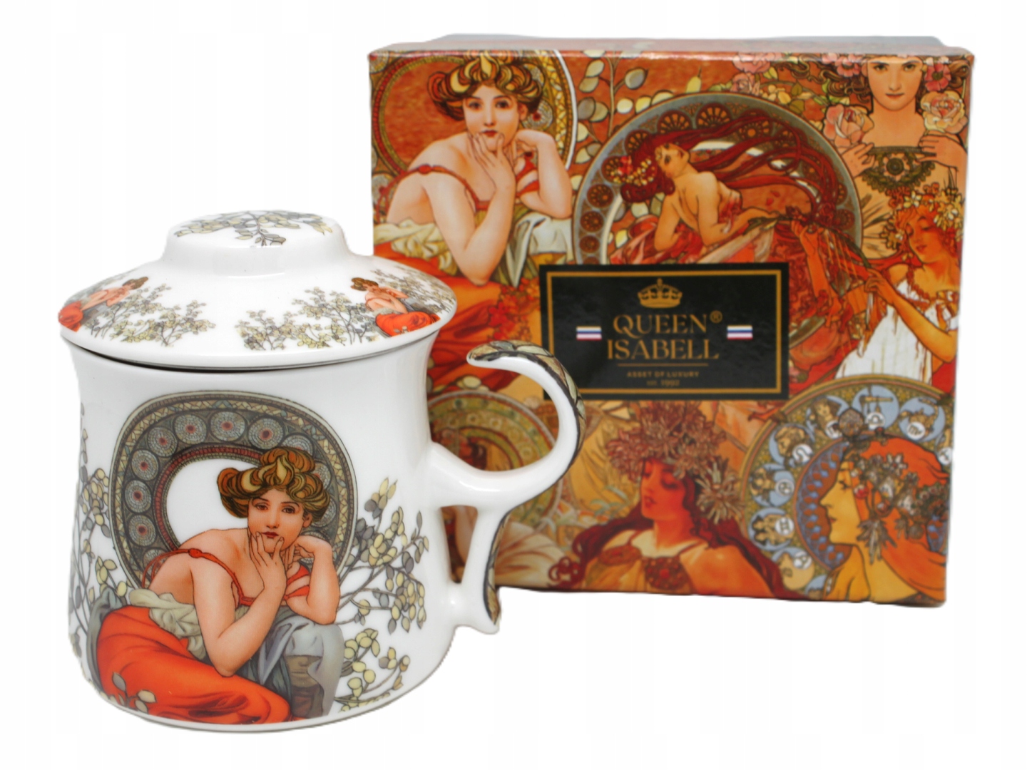 A. Mucha Topaz-becher Mit Teesieb In Einer Geschenkbox, Exklusives 350-ml-glas Als Geschenk