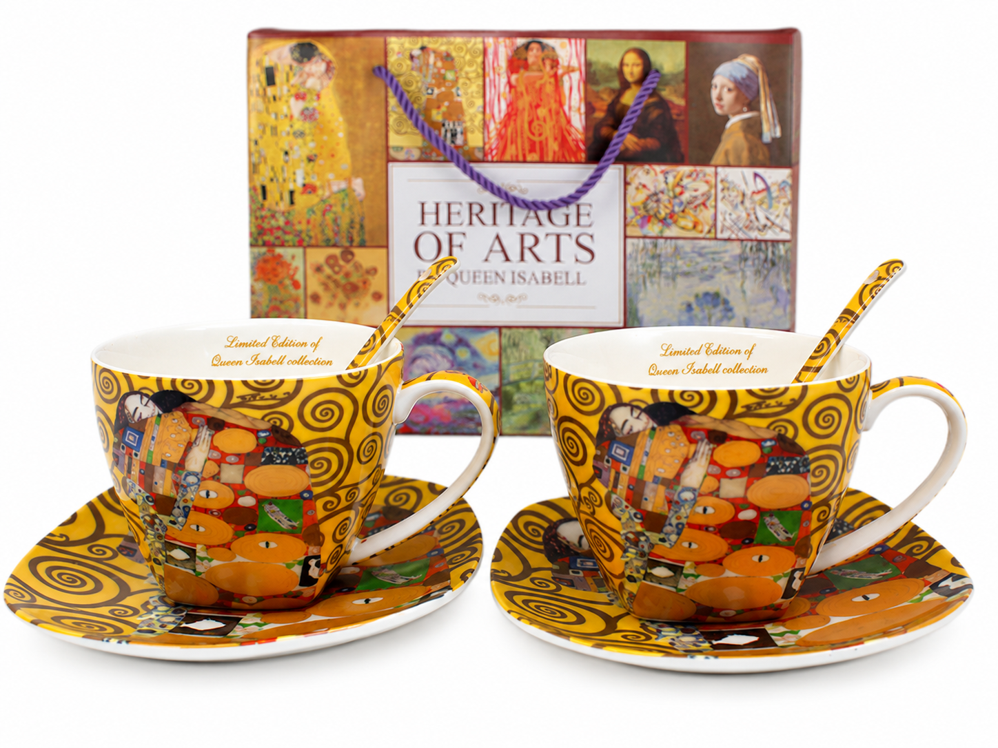 Klimt Kuss-tassen-set, 2 X 250 Ml, Porzellan, Als Geschenk Für Königin Isabella