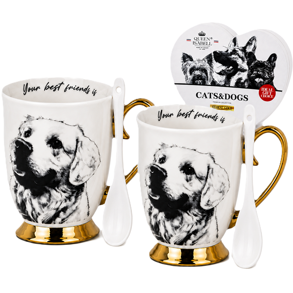 2er-set Porzellantassen Mit Labrador-motiv (isabell) – Premium-geschenk