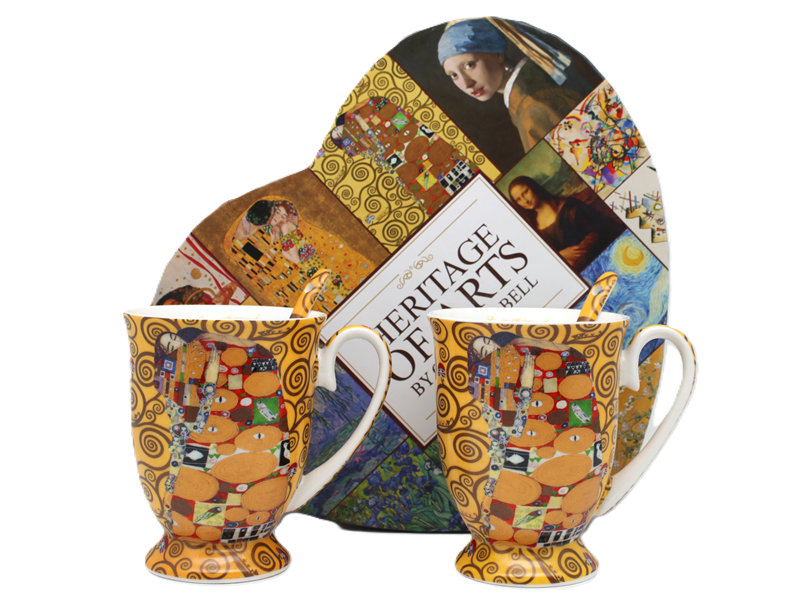 Porzellantassen, 2-teiliges Gustav Klimt „der Kuss“-luxus-geschenkset