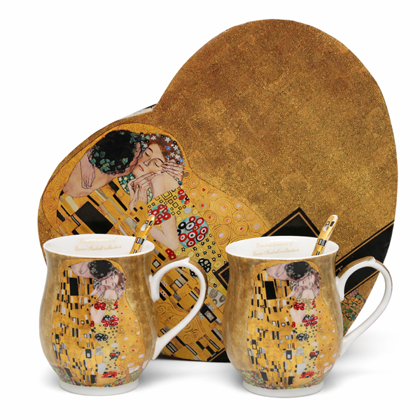Gustav Klimt „der Kuss“ Porzellantassen, 2 Stück, Mit Löffeln, Als Geschenk