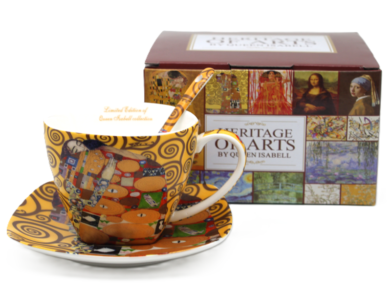 Porzellantasse 250 Ml + Untertasse Klimt Kuss Kulturerbe