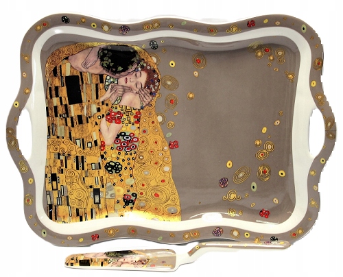 Tortenständer + Spatel, Gustav-klimt-kuss-dessertteller