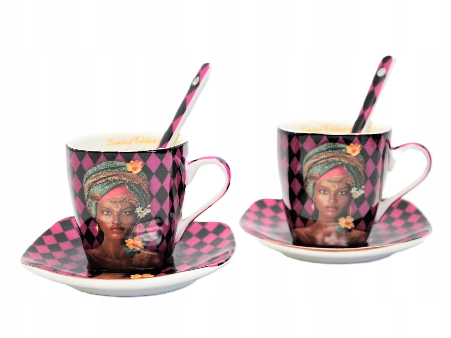 Elegantes Set Porzellantassen Für Espresso, Lila Damen