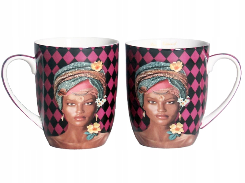 Elegantes Set Aus Zwei Großen Porzellanbechern, 400 Ml, Lila, Damen