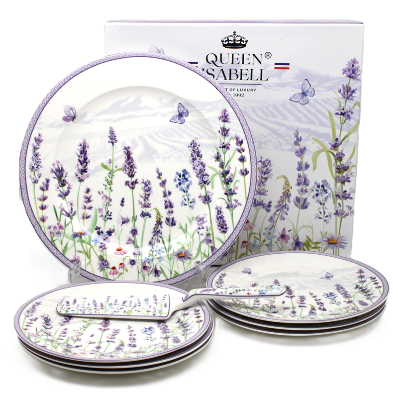 Porzellanteller-set Mit Spatel In Geschenkbox, Lavendel-kollektion