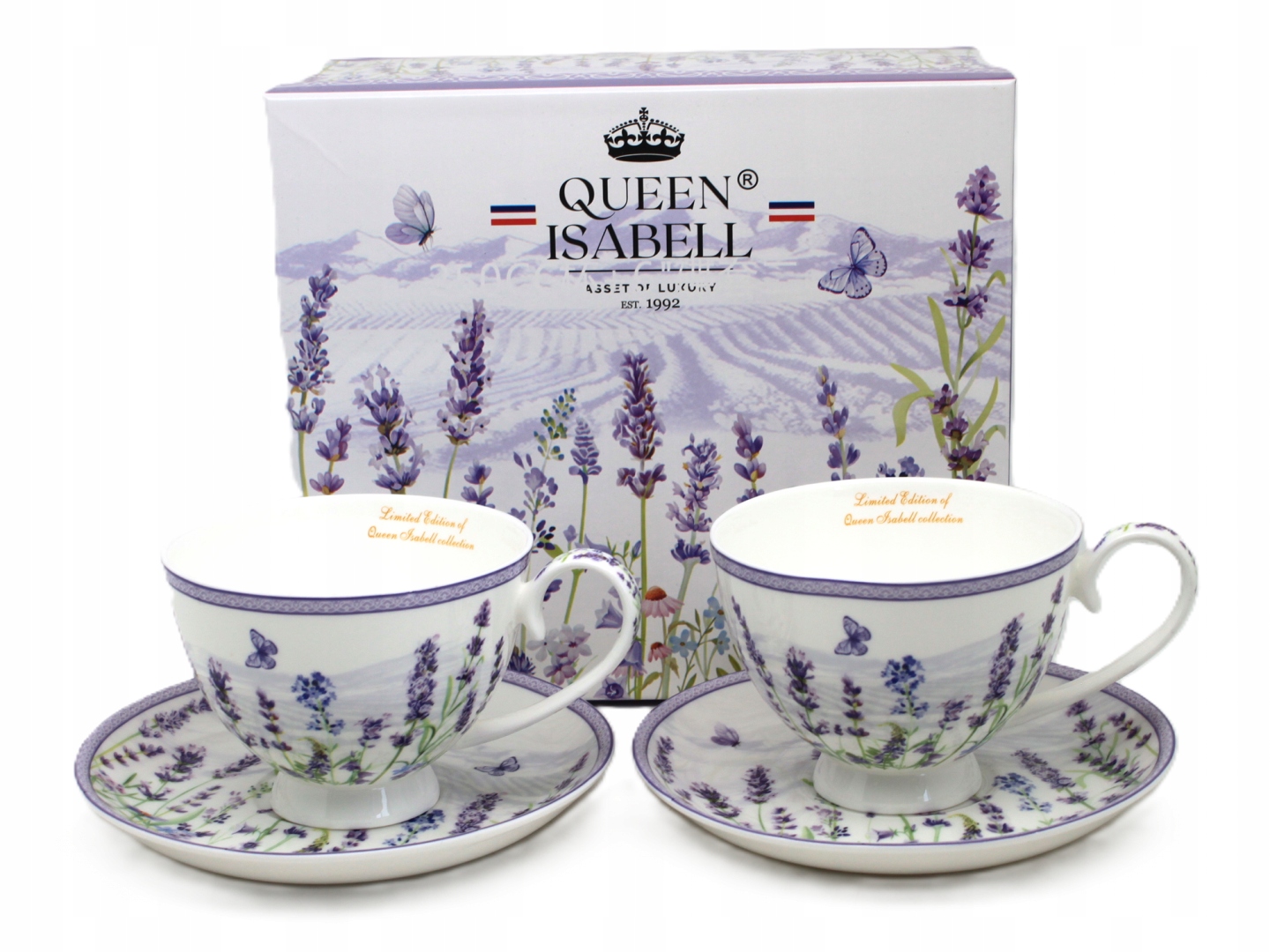 Tassen- Und Untertassenset (2 X 250 Ml) In Einer Geschenkbox, Lavendel-kollektion