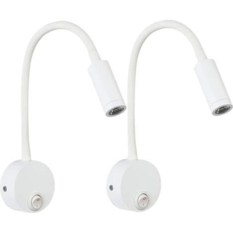 2er-set Led-leselampen – 3 W – Warmweißes Licht – Verstellbarer Flexibler Aluminiumarm – Einbauinstallation