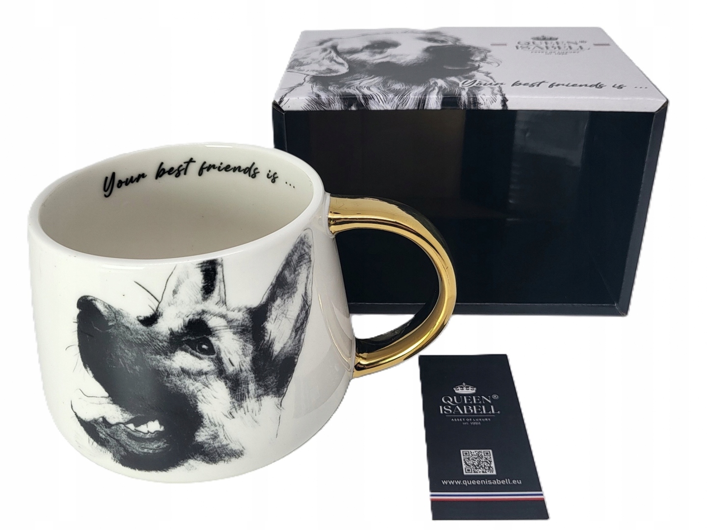 Elegante Tasse Mit Schäferhundmotiv, Aus Porzellan, 400 Ml, Geschenkidee
