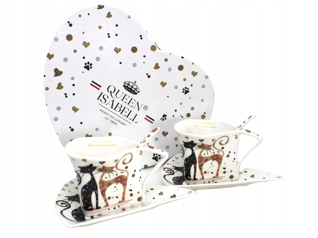 Dreieckige Porzellantassen Mit Katzenmotiv, 2er-set, Als Geschenk