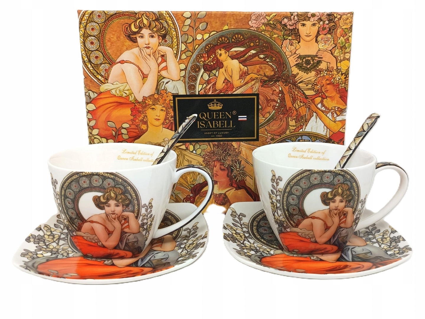 Tassenset, Exklusiv, In Einer Box, 250 Ml, Alfons Mucha-topaz, Als Geschenk