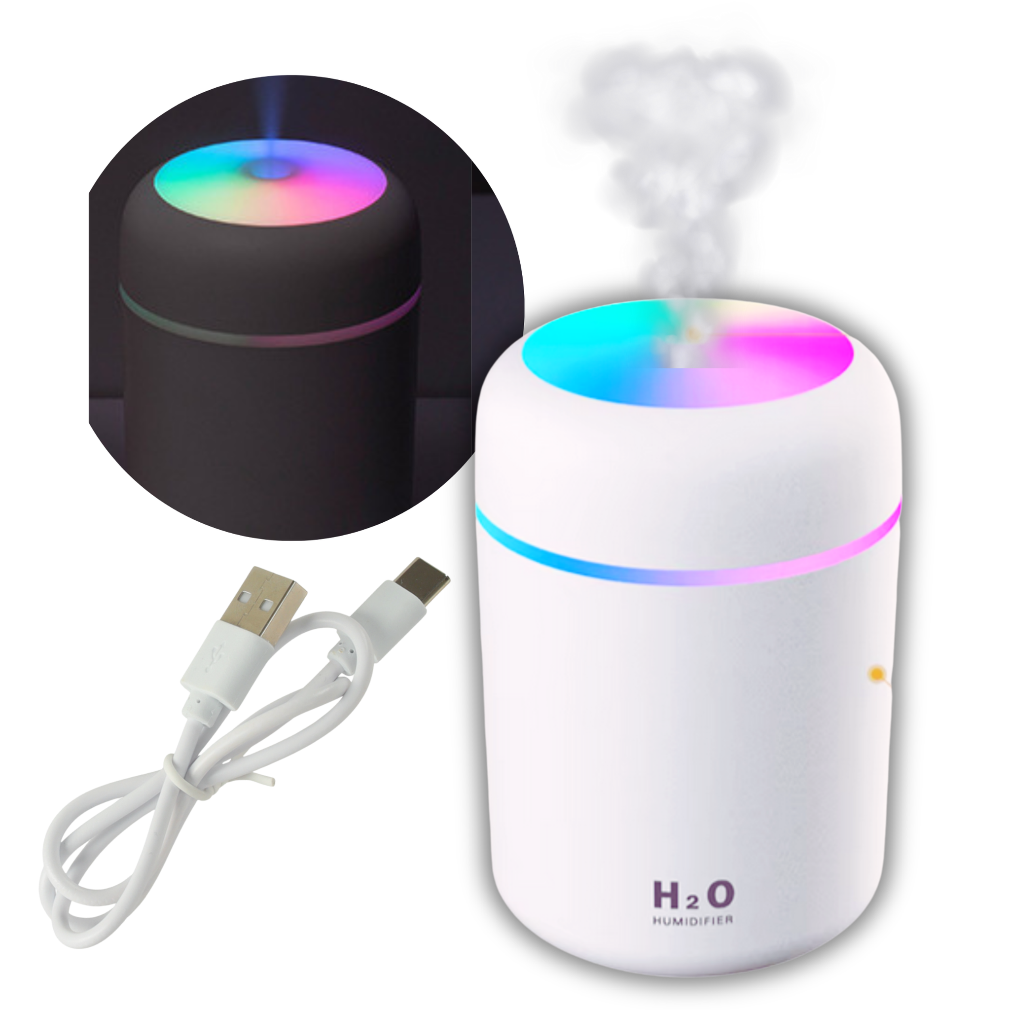 Luftbefeuchter Mit Aromadiffusor, Led-nachtlicht Und Usb-anschluss