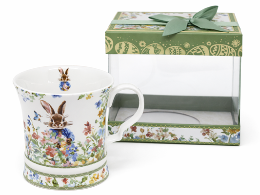 Porzellantasse 350 Ml, Osterhase, Blumen, Geschenkbox