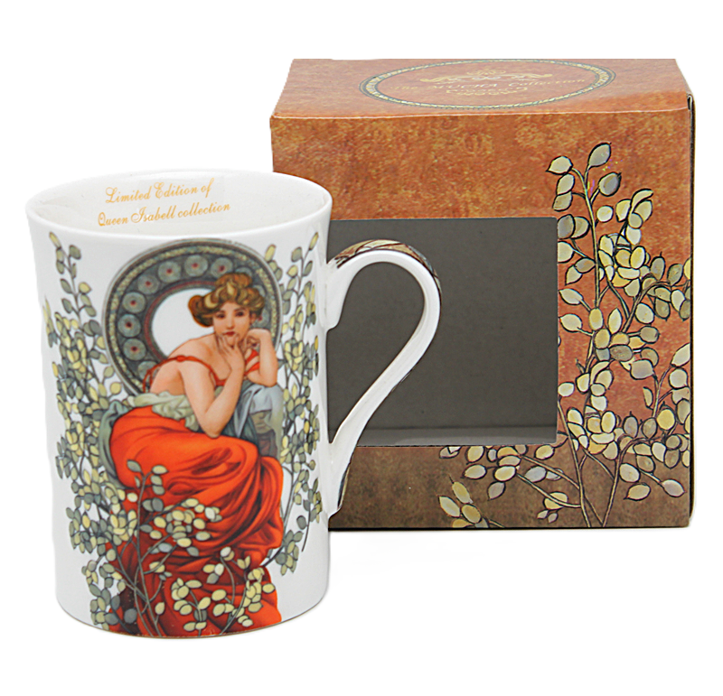 Porzellantasse, In Einer Schachtel, 300 Ml, Exklusiv, Alfons Mucha-topaz, Als Geschenk