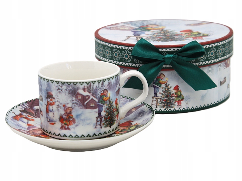Porzellantasse Mit Untertasse, 120 Ml, Weihnachtsgeschenk, Winterdorf