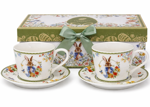 Set Aus Porzellantassen (2 X 120 Ml) – Osterhasen-geschenkbox