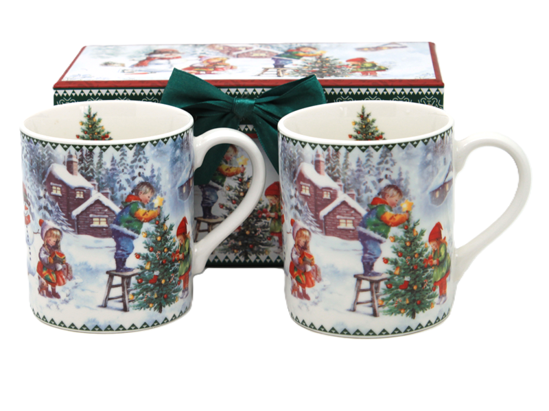 2 Porzellan-weihnachtsbecher (250 Ml) Mit Wintermotiv Als Geschenk