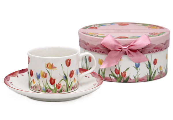 180 Ml Tulpenförmige Porzellantasse Mit Untertasse, Perfekt Als Geschenk