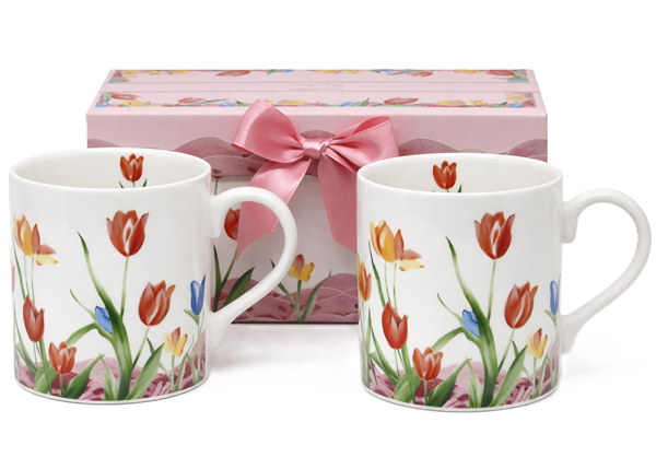 Set Aus Zwei 250-ml-tulpenporzellanbechern In Einer Geschenkbox
