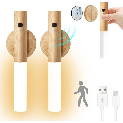 Led-wandleuchte, Nachttisch-nachtlicht Mit Warmweißem Licht, Pir/ir-bewegungserkennung, Usb-aufladbar, Helle Farbe