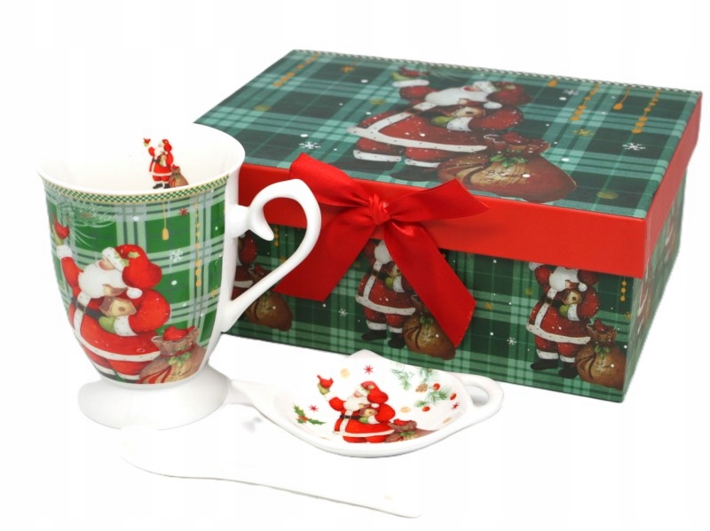 Weihnachtstasse Mit Trinkbecher Und Löffel In Einer Geschenkbox