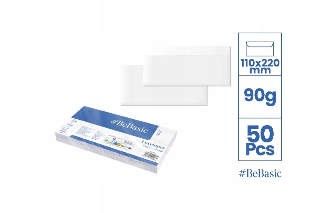 Dl-umschläge, Weiß, Selbstklebend, 110 Mm X 220 Mm, 50er-packung