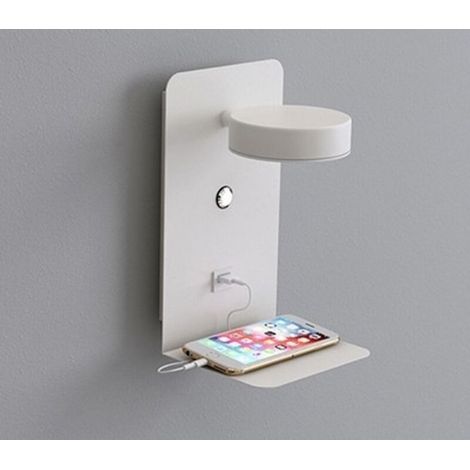Wandleuchte Mit Led-innenbeleuchtung, 12 W Mit Integriertem Schalter Und Usb-anschluss, Dimmbare Nachttischlampe Mit Drei Farbtemperaturen (warm/kalt/neutral), Verstellbare Leselampe Mit 90°-neigungsw