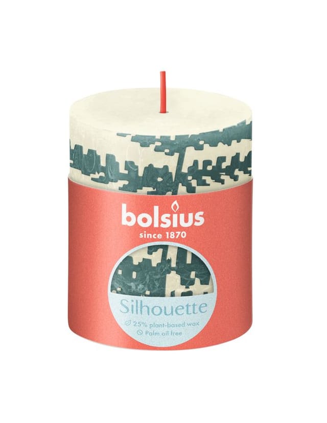 Bolsius - Rustik Stumpenkerze Silhouette Weiche Perle + Farn 8 Cm Stumpen- Und Kugelkerzen