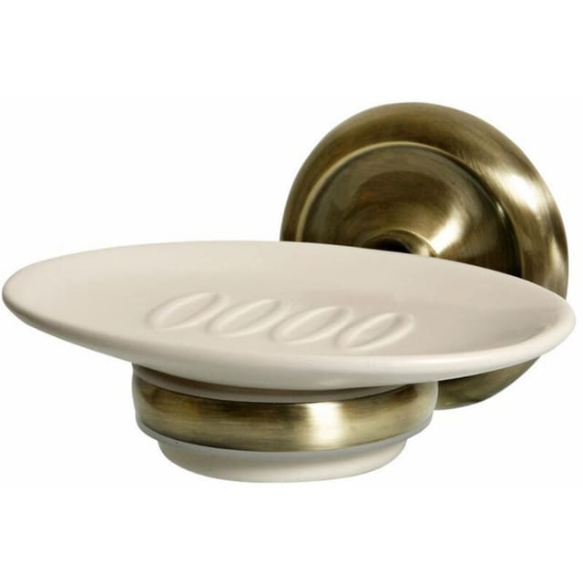 Deco Keramik Seifenschale, Antik Messing