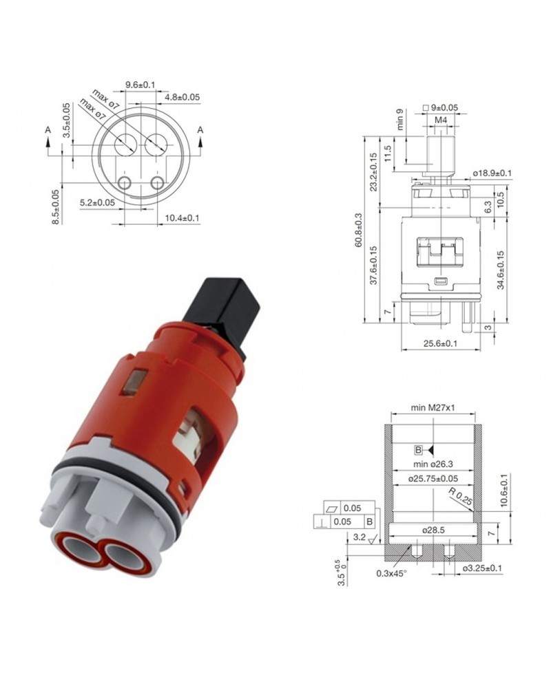 Ersatzteil Kartusche Ø25 Hydroplast F.25-11000 Kartuche