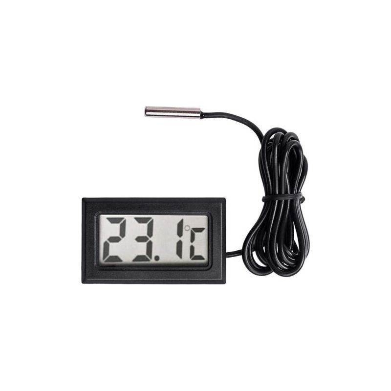 Thermomètre Lcd Numérique – Plage De -50 À +110 °c – Précision ± 0,5 °c – Sonde En Acier Inoxydable – Longueur Câble 1 M-karteo