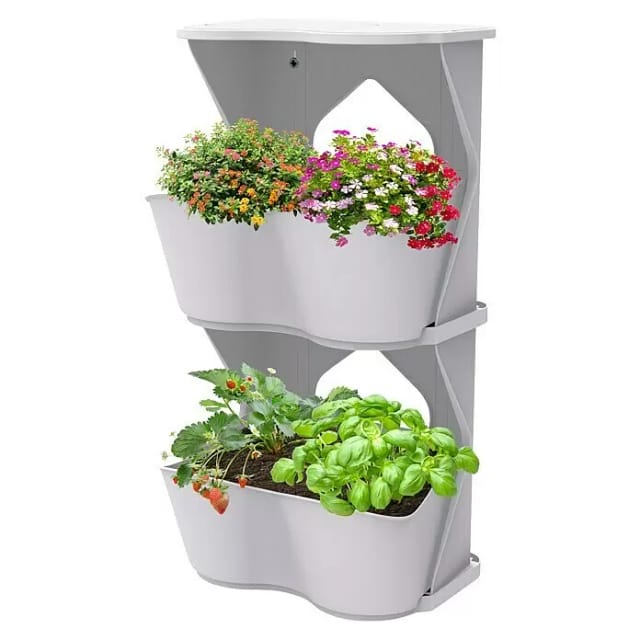 Romberg Boqube Flexi Garden, 2er Set Vertikales Und Horizontales Pflanzsystem, 52 X 20 X 26 Cm Horizontal Aufgebaut, 26 X 20 X 52 Cm Vertikal Aufgebaut Inkl. Befestigungskit Für Die Wand, Farbe: Licht