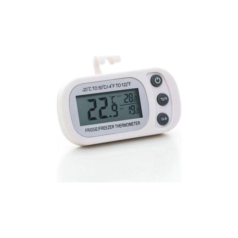 Thermomètre De Réfrigérateur Avec Écran Lcd, Thermomètre Numérique Étanche Pour Congélateur Avec Crochet Magnétique, Thermomètre De Réfrigérateur Blanc (-20℃ À 50℃)-karteo