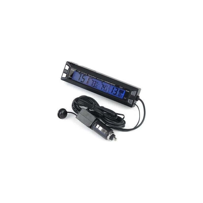 In 1 Car Digital Auto Thermometer Voltmeter Clock Volt Temperature Monitor 12v Outdoor Indoor Led