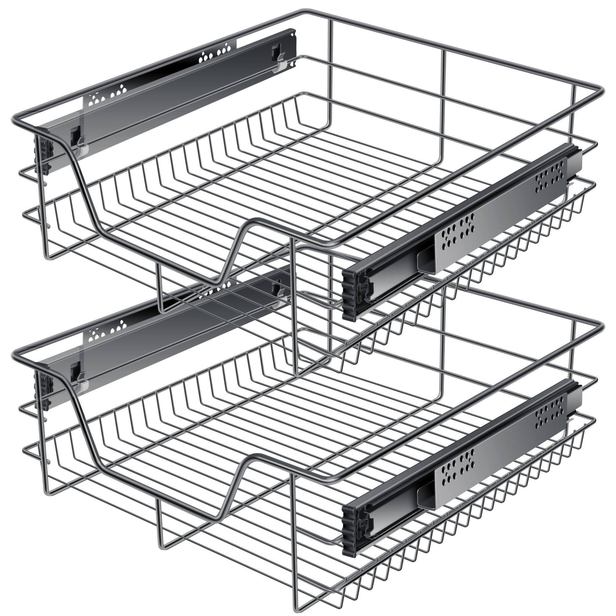 Kesser® Teleskopschublade, Edelstahl Verchromt - 2x 50 Cm, Anthrazit