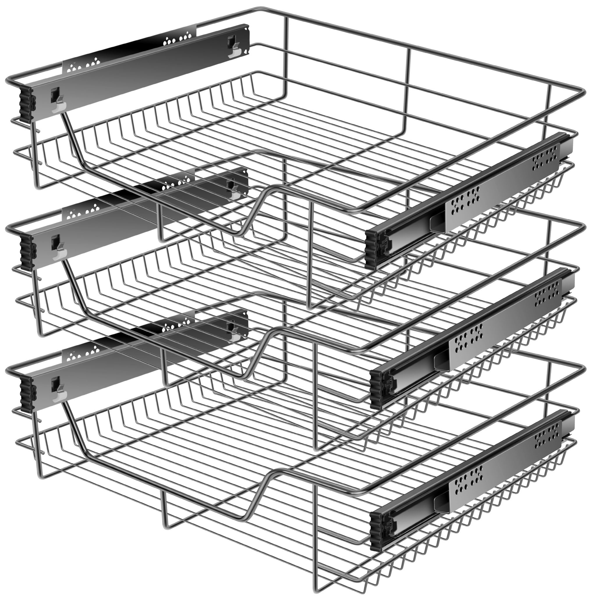 Kesser® Teleskopschublade, Edelstahl Verchromt - 3x 60 Cm, Anthrazit