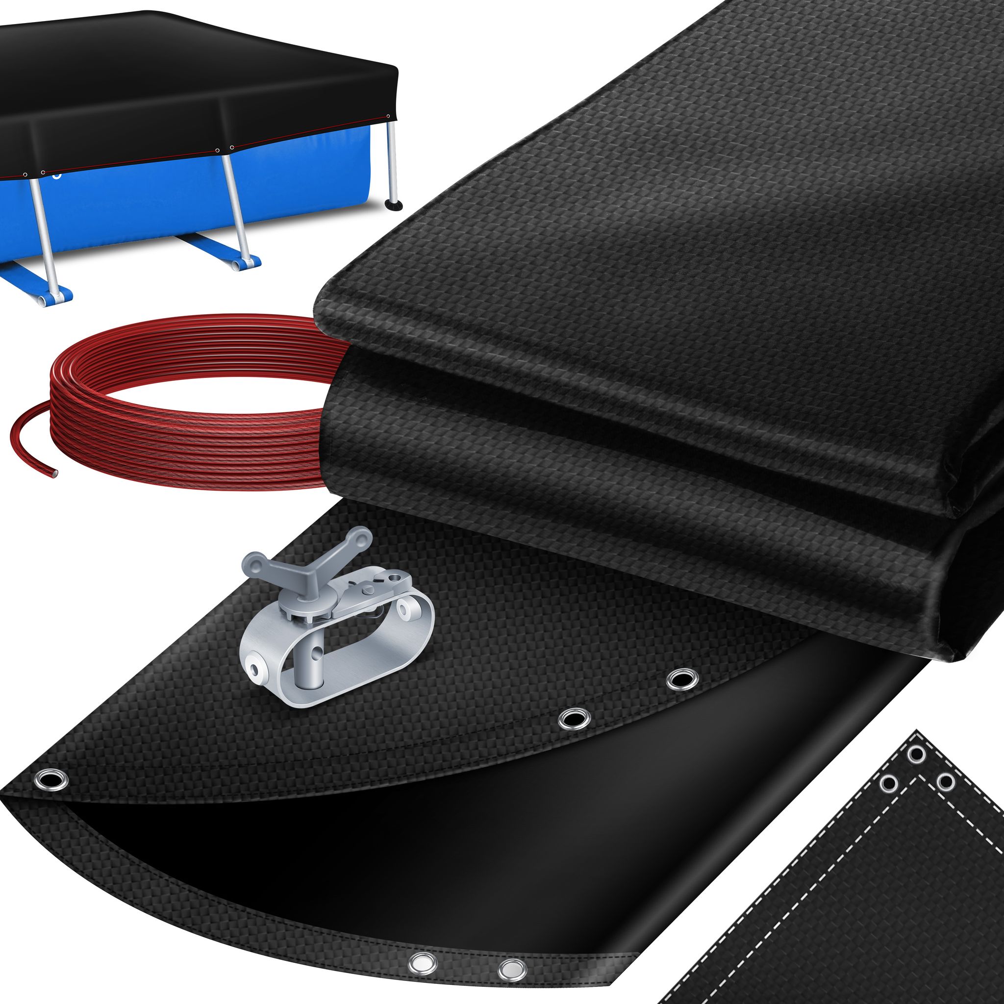 Kesser® Solar-poolabdeckung 200 G/m² Pe - Eckig 304 X 210 Cm, Schwarz