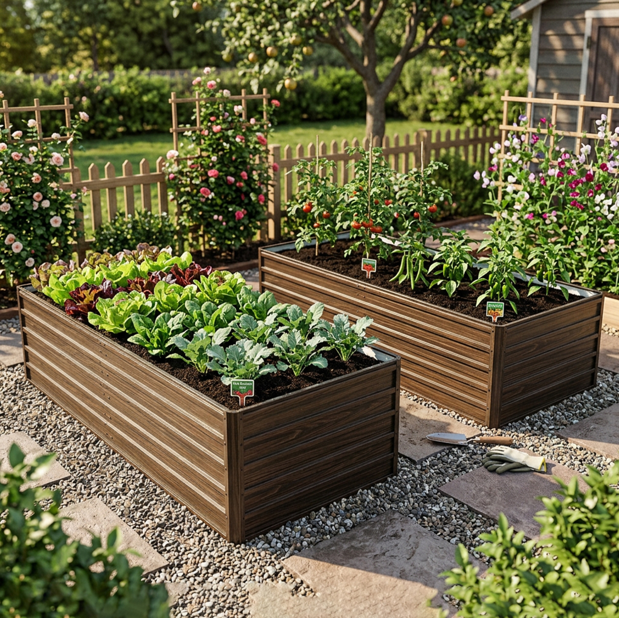 Hochbeet 190 X 90 X 64 Cm Aus Braunem Verzinktem Stahl Mit Offenem Boden – Meubliv
