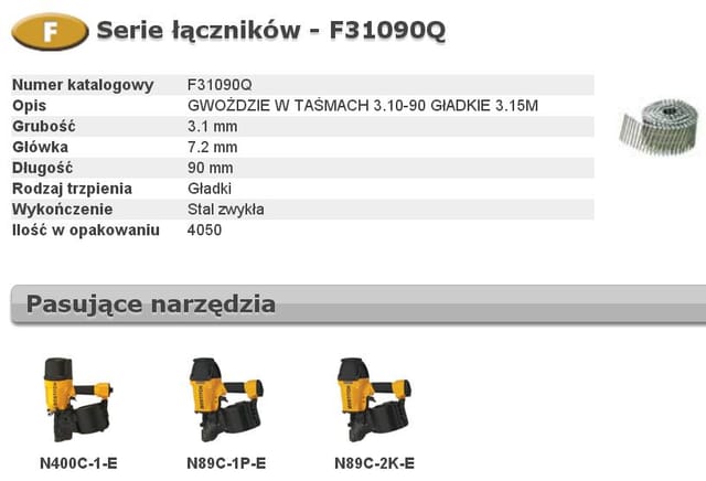 Bostitch Gwoździe F 3,10 X 90mm 4050szt. F31090q