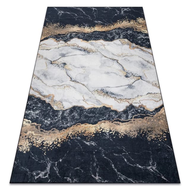 Rugsx - Andre 1124 Waschteppich Marmor Anti-rutsch - Schwarz Black 160x220 Cm